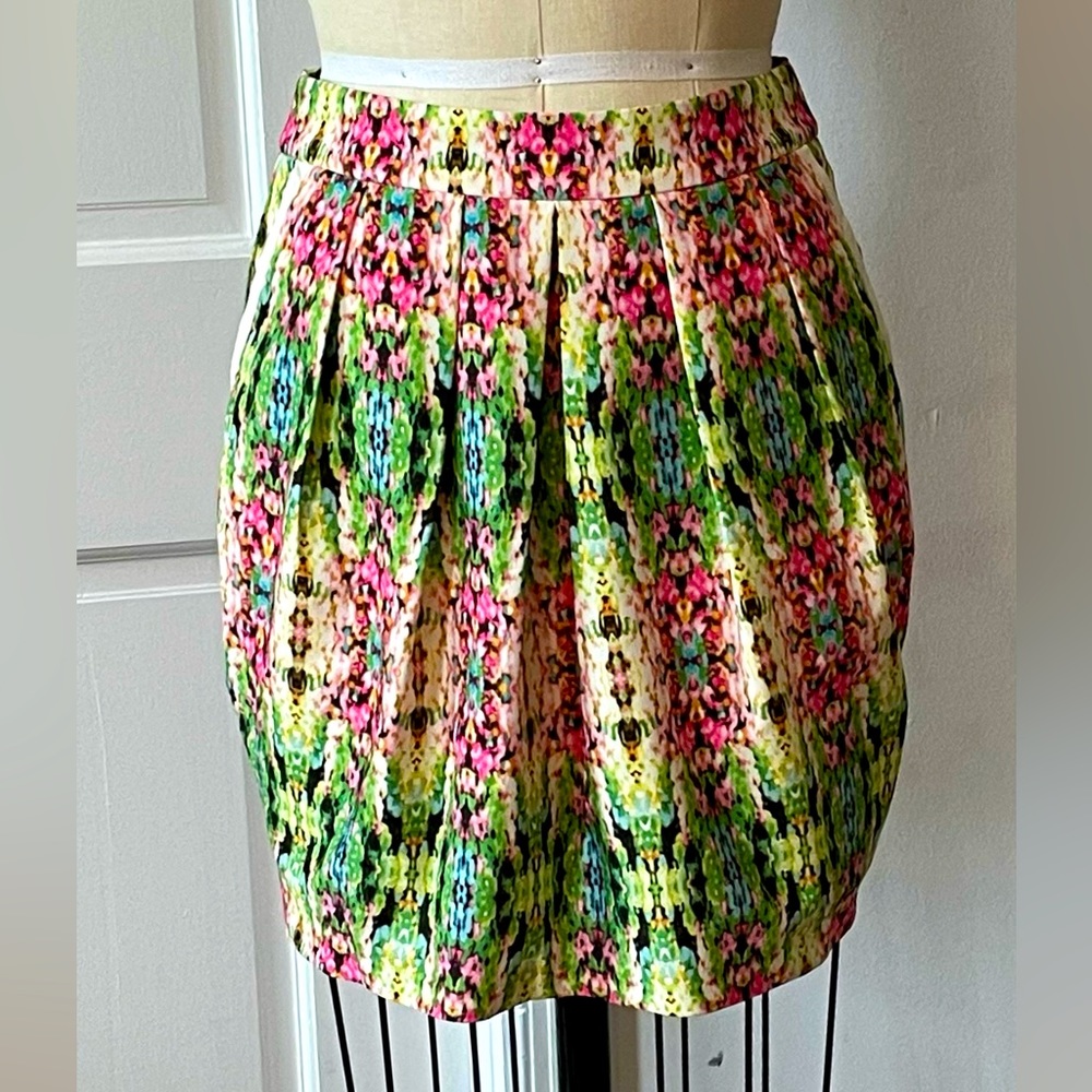 NWT Pim + Larkin miniskirt bright spring print side pockets pleated front lined